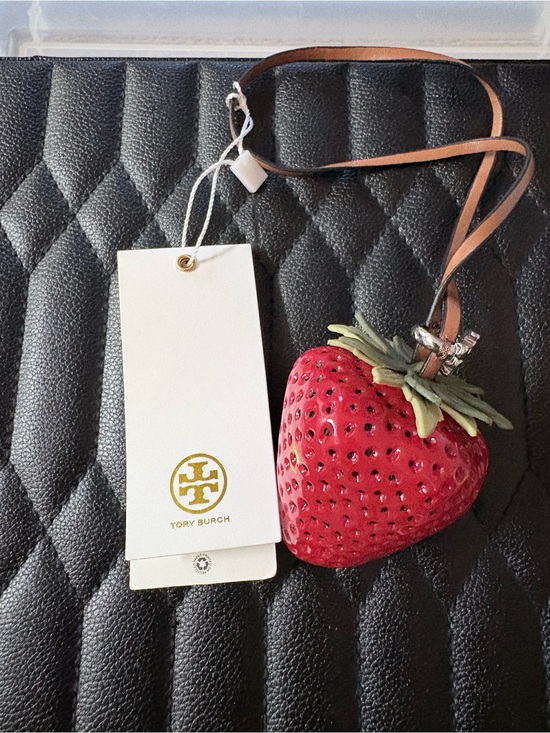 Tory Burch Accessories - Tory Burch Red Strawberry Leather Charm Key/ Card Holder